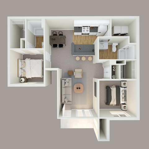 Floor plan for 3 beds, 2 baths, 1480 sqft